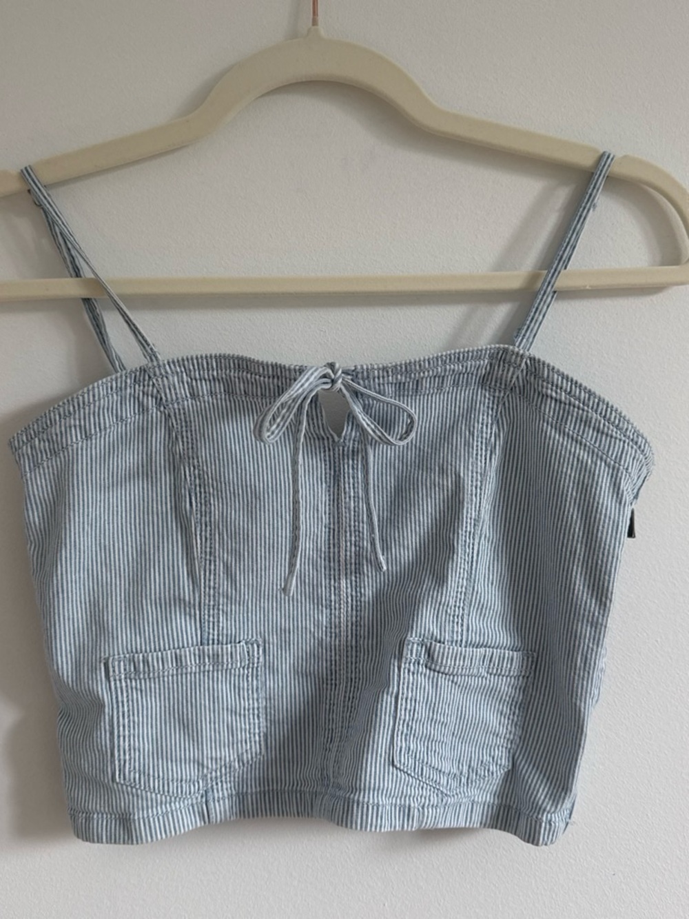 American Eagle Outfitters Blue and White Striped Tie-Front Cami